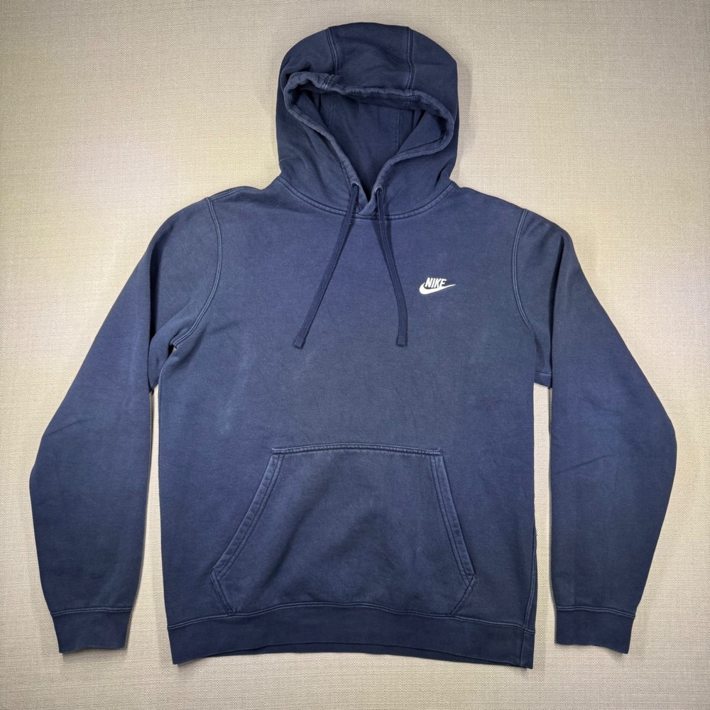 Nike Mens Pullover Hoodie Navy Blue Fleece Blue Tag Size Medium